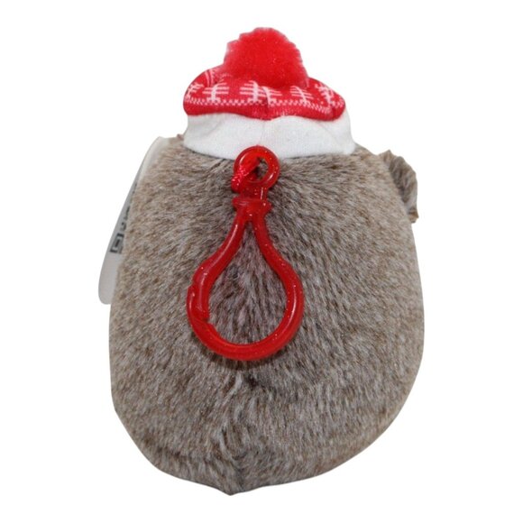Cutie Pet-Tudies Roly Holiday Hedgehog Plush Backpack Clip With Red Hat & Pom Po - Picture 4 of 5